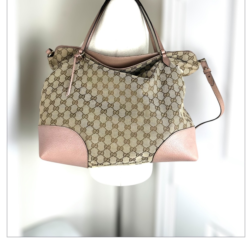 GUCCI LOGO CANVAS JUMBO HOBO 2 WAY BAG ORIGINAL STRAP - Picture 9 of 14